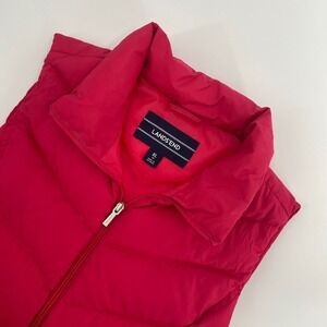 Lands End Puffer Vest Womens Extra Large Pink Down Fill Quilted Zip Lightweight